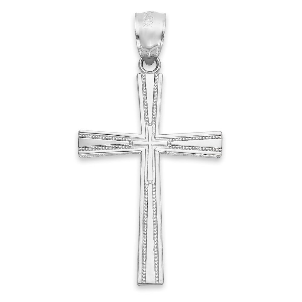 Solid 10k White Gold Cross Pendant - Religious Jewelry Gifts for Women